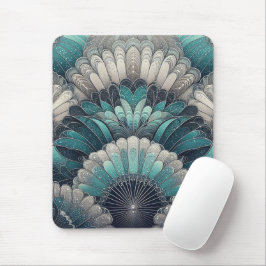 Art nouveau Blue och Silver Fläkt Musmatta