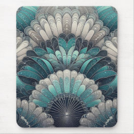 Art nouveau Blue och Silver Fläkt Musmatta