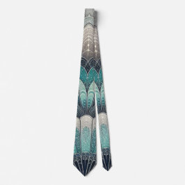 Art nouveau Blue och Silver Fläkt Neck Tie Slips