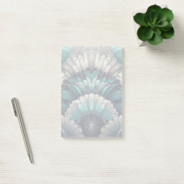 Art nouveau Blue och Silver Fläkt Post-it Block