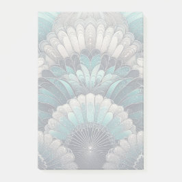 Art nouveau Blue och Silver Fläkt Post-it Block