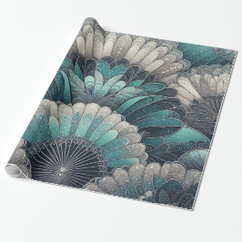 Art nouveau Blue och Silver Fläkt Presentpapper