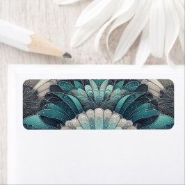 Art nouveau Blue och Silver Fläkt Returadress Etikett
