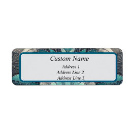 Art nouveau Blue och Silver Fläkt Returadress Etikett