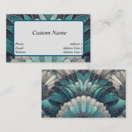 Art nouveau Blue och Silver Fläkt Visitkort