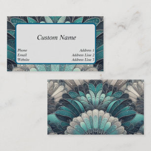 Art nouveau Blue och Silver Fläkt Visitkort