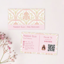 Art Nouveau Blush Rosa Blommig QR-kod och Foto