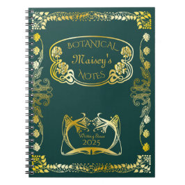 Art nouveau Bok Cover Botaniska motifs Guld Grönt Anteckningsbok
