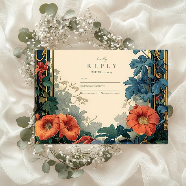 Art nouveau Botaniska Bröllop - Elegant Ram OSA Kort (Skapare uppladdad)