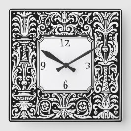 Art nouveau botaniska geometriska Gräns Fyrkantig Klocka