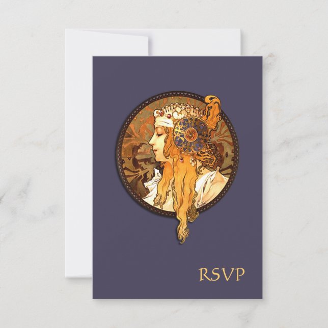 Art nouveau Bride Bröllop OSA Card Kort (Framsida)