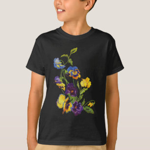 Art nouveau broderade Pansies T-shirt