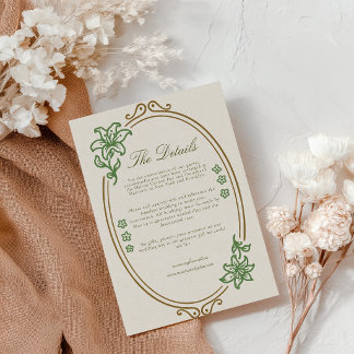 Art Nouveau Bröllop Detaljkort Tilläggskort