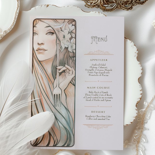 Art nouveau Bröllop Menu Vintage Inbjudningar (Skapare uppladdad)