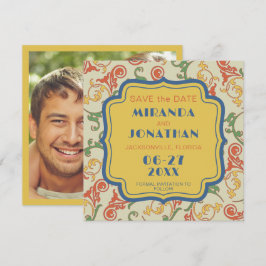 Art nouveau Bröllop spara datum-kort Inbjudningar