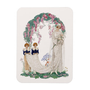 Art Nouveau bröllopsillustration – Vintage brud Magnet