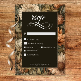 Art nouveau Brown William Morris Blommigt Bröllop OSA Kort