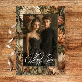 Art nouveau Brown William Morris Blommigt Bröllop Tack Kort