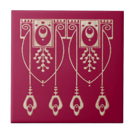 Art nouveau Burgundi keramik Kakelplatta