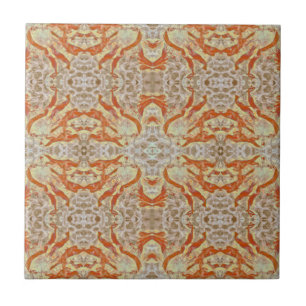 art nouveau Burnt Orange Gult Spegel Art Mönster Kakelplatta