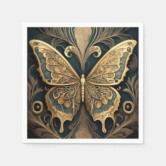 Art nouveau Butterfly Pappersservett (Framsidan)