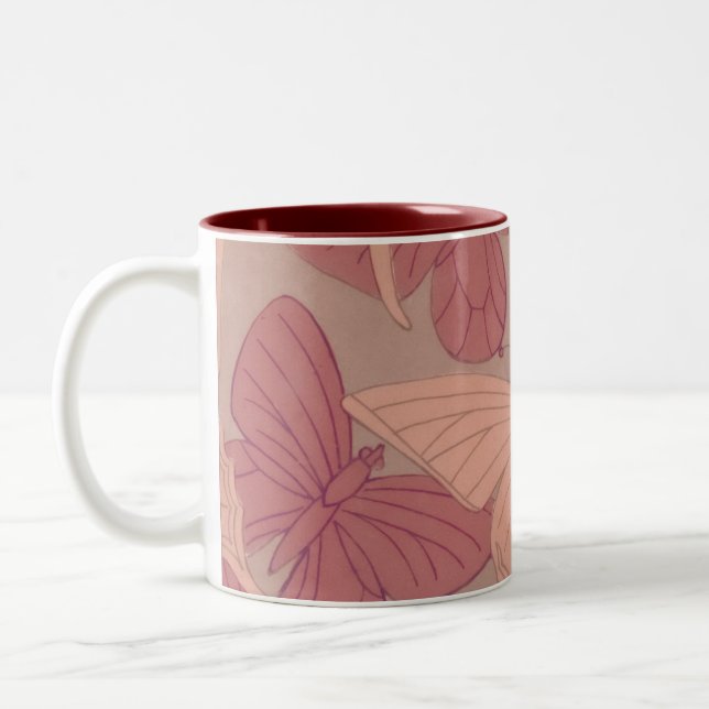 Art nouveau Butterfly Två-Tonad Mugg (Vänster)