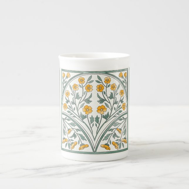 Art nouveau Butterkopp mugg Benporslin Mugg (Framsidan)