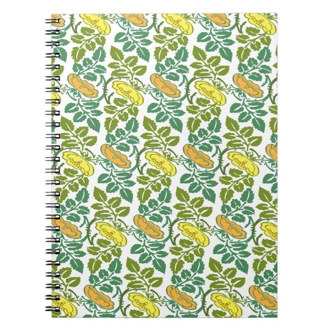 Art nouveau Butterskopdamm blommigt tapet Anteckningsbok Med Spiral (Framsidan)