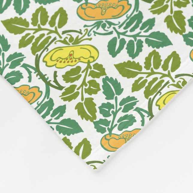 Art nouveau Butterskopdamm blommigt tapet Fleecefilt (Hörn)