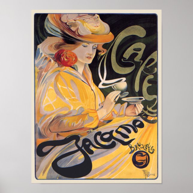 Art nouveau Café by Toussaint Poster (Framsidan)