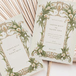 Art nouveau Calla Lily Bröllop i Elfenbenskusten o Inbjudningar<br><div class="desc">Den här krävande bröllopsinbjudan innehåller en klassisk Art nouveau-design som är försedd med elegant calla lilies och lush grönt foliage. På kortets framsida visas känsliga blommönster som är sammanflätade med ett snyggt rullverk i mjukt elfenben och grönt. Den invecklade detaljen och den vintage-inspirerade utformningen skapar en tidslängd och romantisk känsla,...</div>