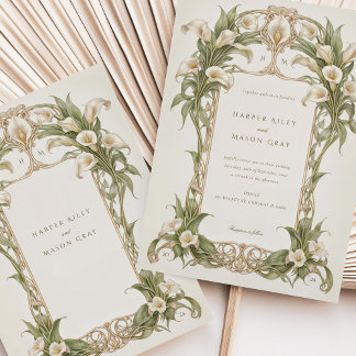 Art nouveau Calla Lily Bröllop i Elfenbenskusten o Inbjudningar