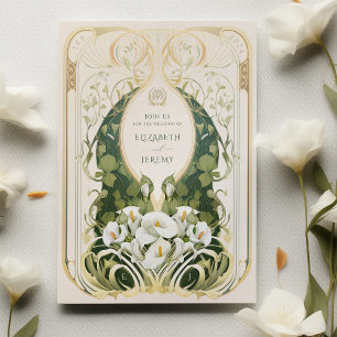 Art nouveau Calla Lily Bröllop Inbjudningar