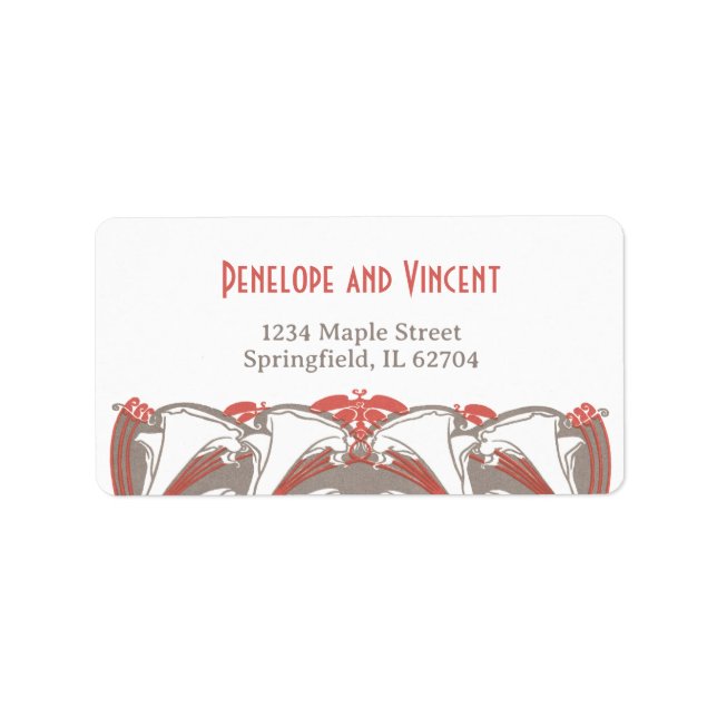 Art nouveau Calla Lily Elegance Bröllop Adressetikett (Framsidan)