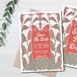 Art nouveau Calla Lily Elegance Spara datumet Inbjudningar