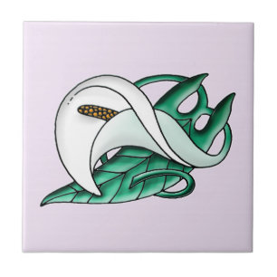 Art nouveau calla lily kakelplatta