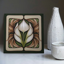 Art nouveau Calla Lily Symmetrical Blommigt Wall A