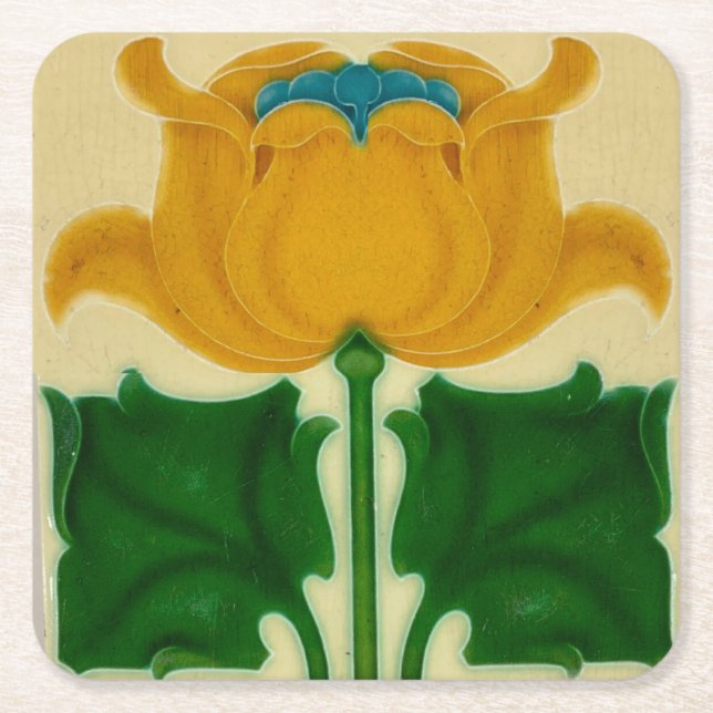 art nouveau cardboard coaster underlägg papper kvadrat (Framsidan)