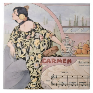 Art Nouveau Carmen Habanera Print – Vintage Opera  Kakelplatta