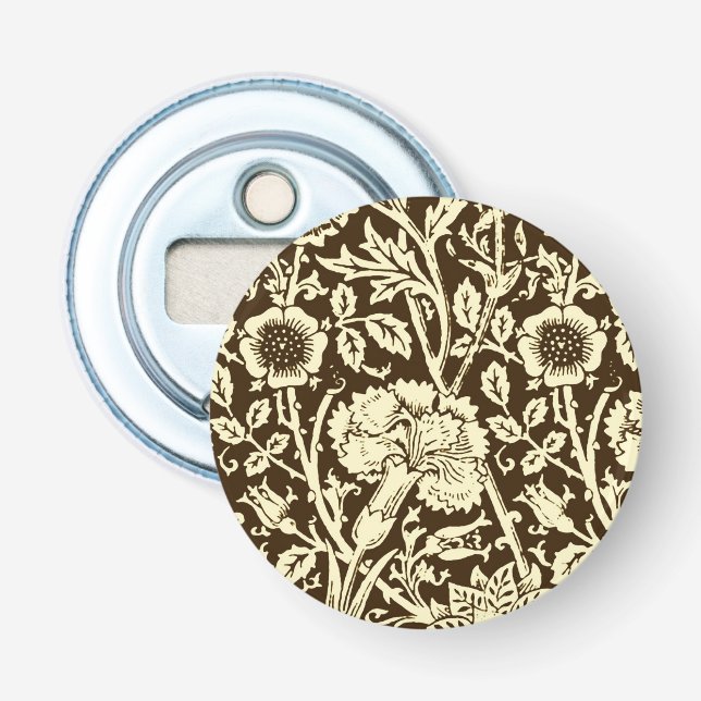 Art nouveau Carnation Damask, Brown och Cream Flasköppnare (Framsidan)