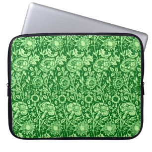 Art nouveau Carnation Damask, Emerald Grönt Laptop Fodral