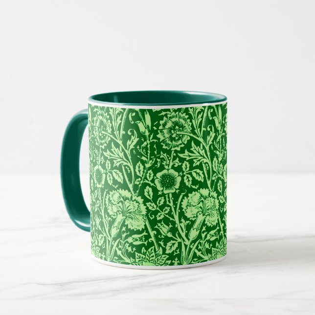 Art nouveau Carnation Damask, Emerald Grönt Mugg (Framsida vänster)