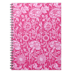Art nouveau Carnation Damask, Fuchsia Rosa Anteckningsbok Med Spiral