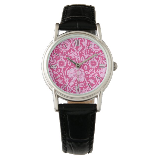 Art nouveau Carnation Damask, Fuchsia Rosa Armbandsur (Framsida)