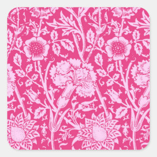 Art nouveau Carnation Damask, Fuchsia Rosa Fyrkantigt Klistermärke
