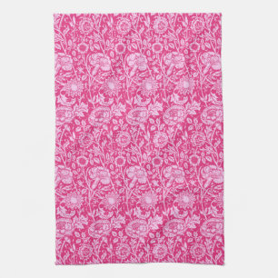 Art nouveau Carnation Damask, Fuchsia Rosa Kökshandduk