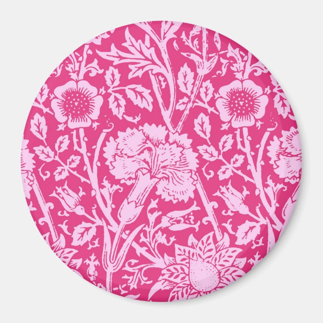Art nouveau Carnation Damask, Fuchsia Rosa Magnet (Framsidan)