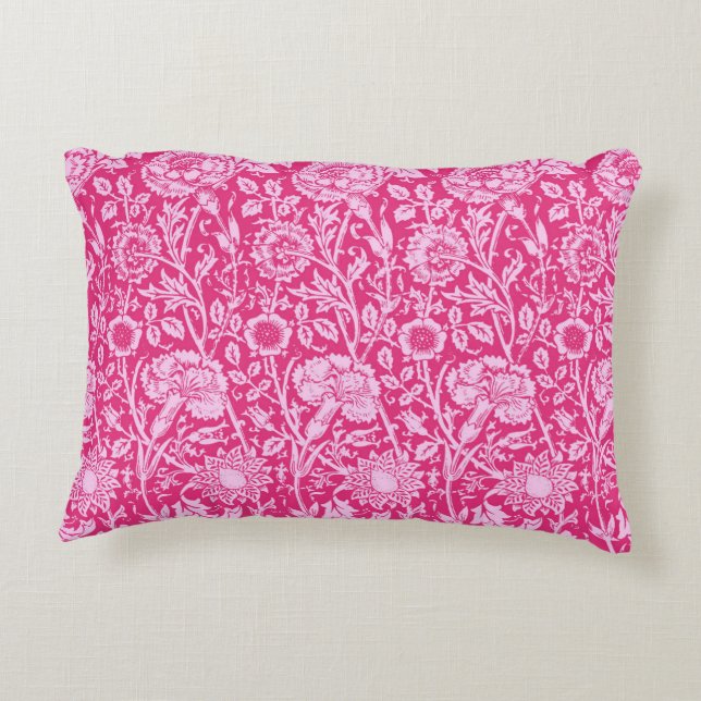 Art nouveau Carnation Damask, Fuchsia Rosa Prydnadskudde (Baksidan)