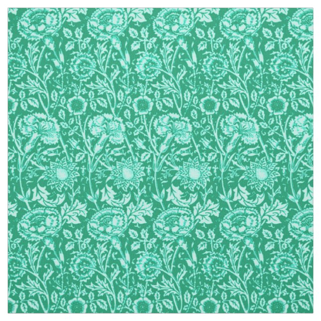Art nouveau Carnation Damask, Turquise Tyg (Provkarta)