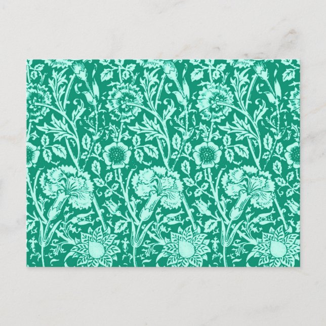 Art nouveau Carnation Damask, Turquise Vykort (Framsida)